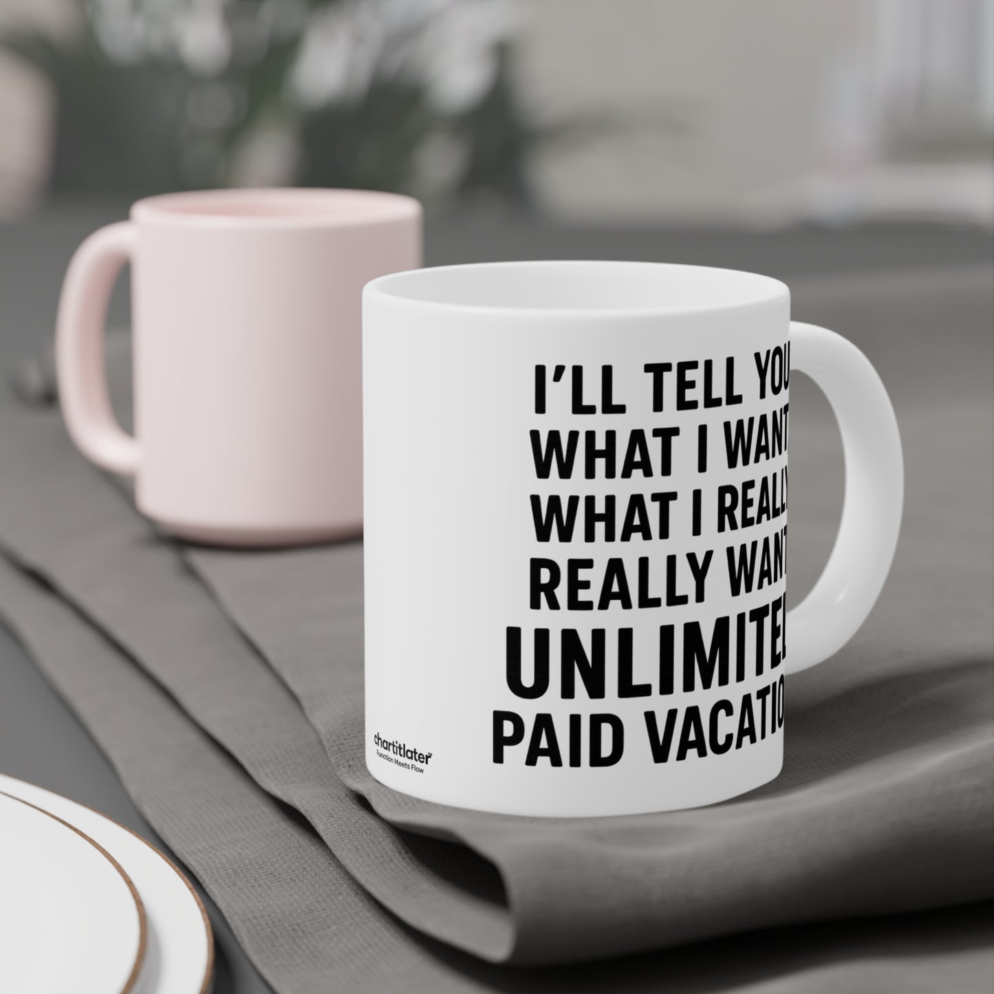 Unlimited Paid Vacation Ceramic Mug - Funny Gift for Workers, Office Humor, Coffee Cup, 11oz|15oz|20oz