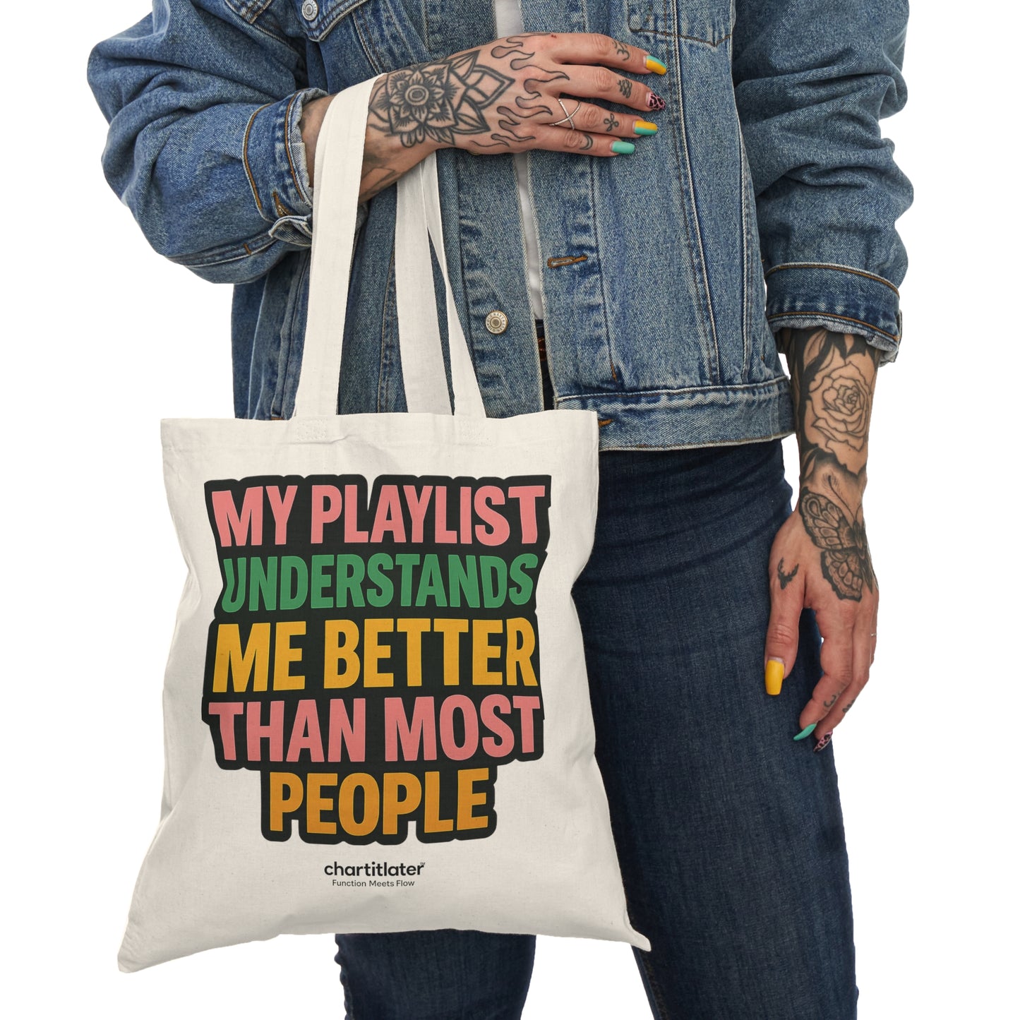 Lyrics Over Logic” Double-Sided Tote – Chart It Later Edition