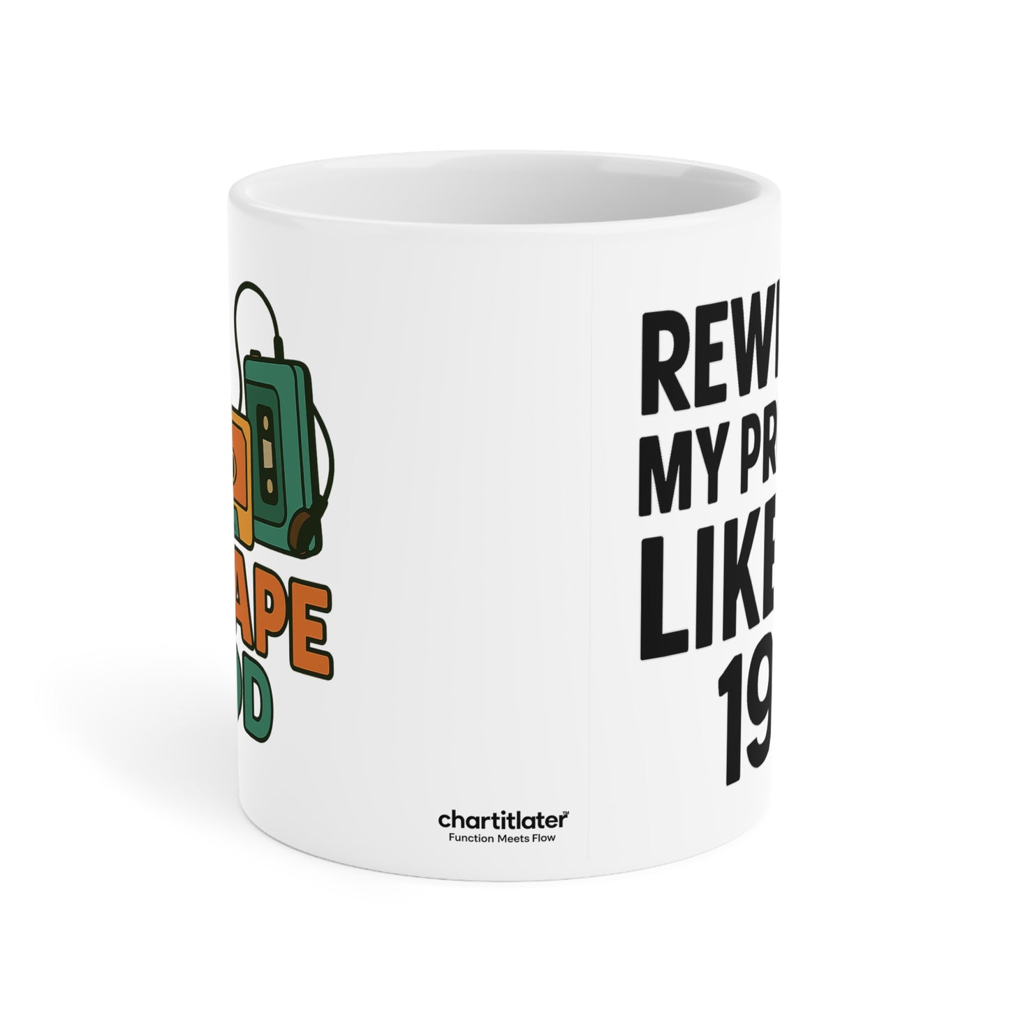 Retro Mixtape Mood Mug – Rewinding My Problems Like It’s 1994 | 90s Nostalgia Coffee Cup