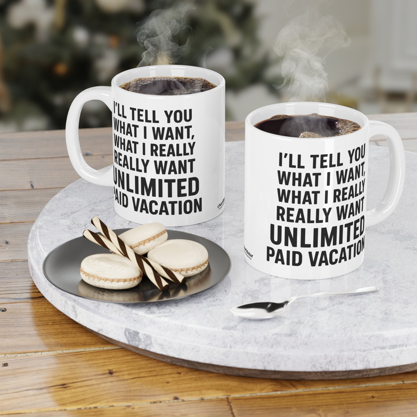 Unlimited Paid Vacation Ceramic Mug - Funny Gift for Workers, Office Humor, Coffee Cup, 11oz|15oz|20oz