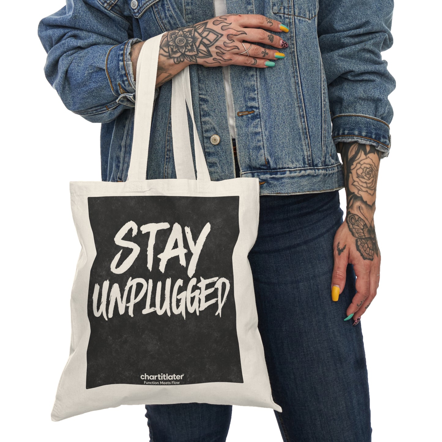 Stay Unplugged” Tote – Chart It Later | Grunge Revival Edition