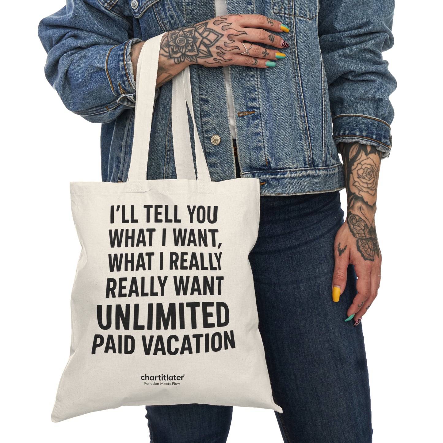 Unlimited Paid Vacation Tote – Funny 90s-Inspired Canvas Bag for Work Rebels