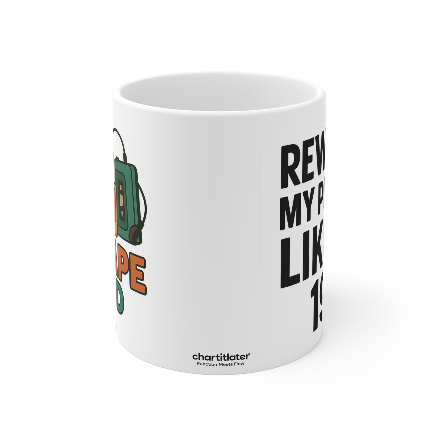 Retro Mixtape Mood Mug – Rewinding My Problems Like It’s 1994 | 90s Nostalgia Coffee Cup