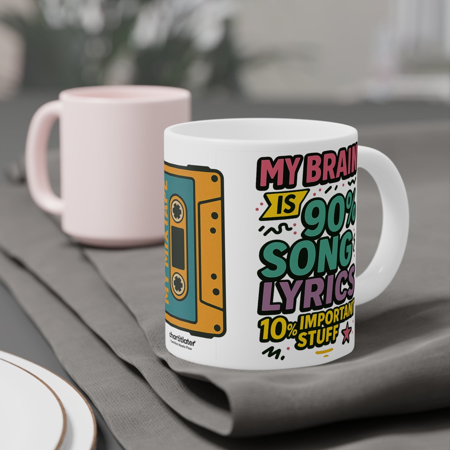 Colorful Song Lyric Ceramic Mug – Mixtape Vibes for Music Lovers & Sass Queens