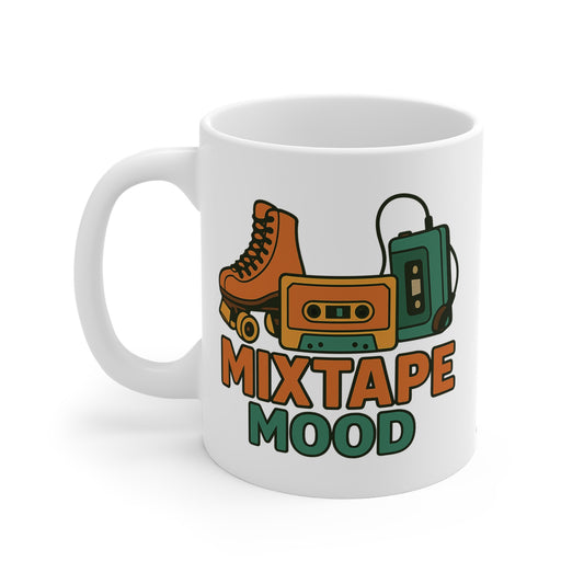 Retro Mixtape Mood Mug – Rewinding My Problems Like It’s 1994 | 90s Nostalgia Coffee Cup