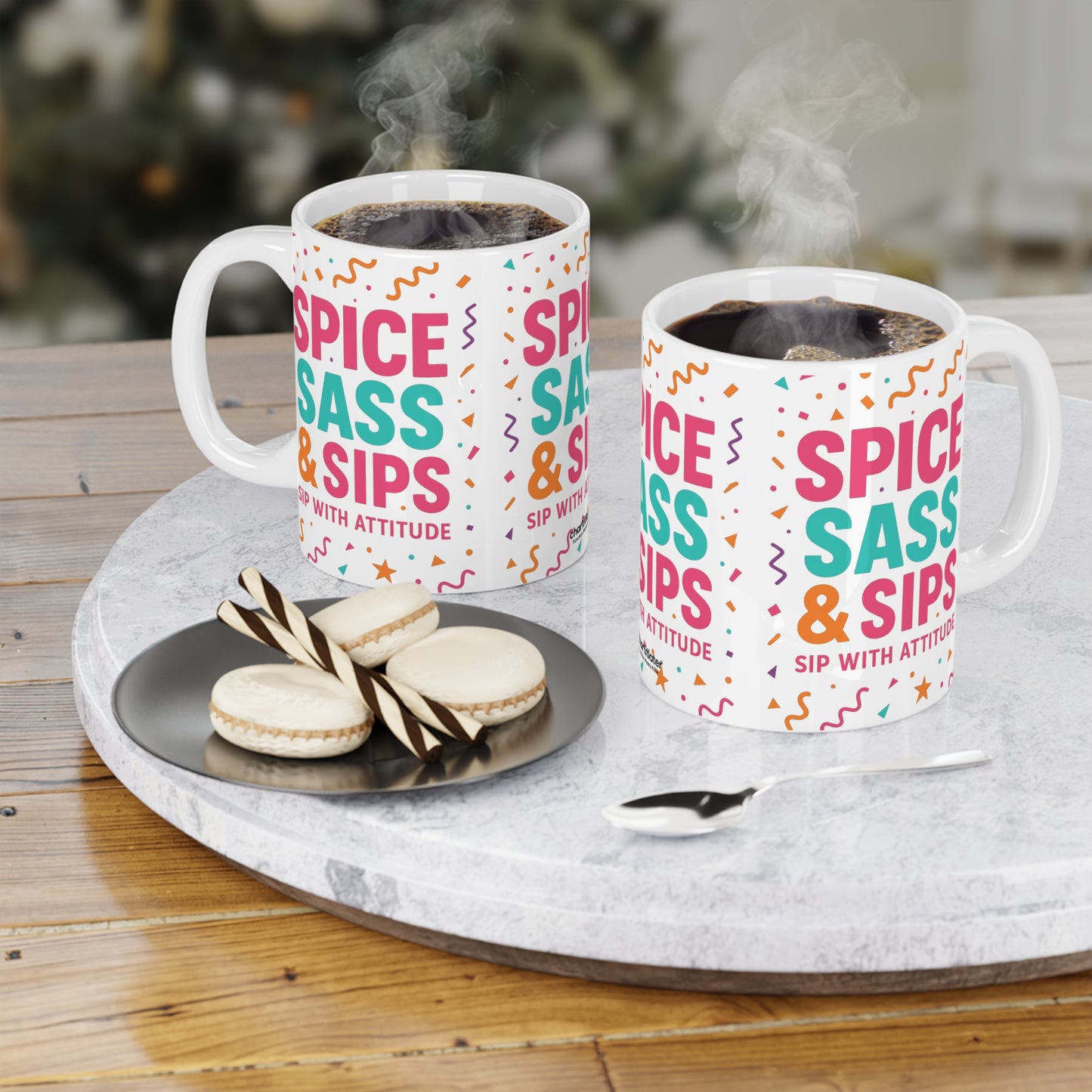 Spice, Sass & Sips Mug – Sip With Attitude & A Sprinkle of Chaos