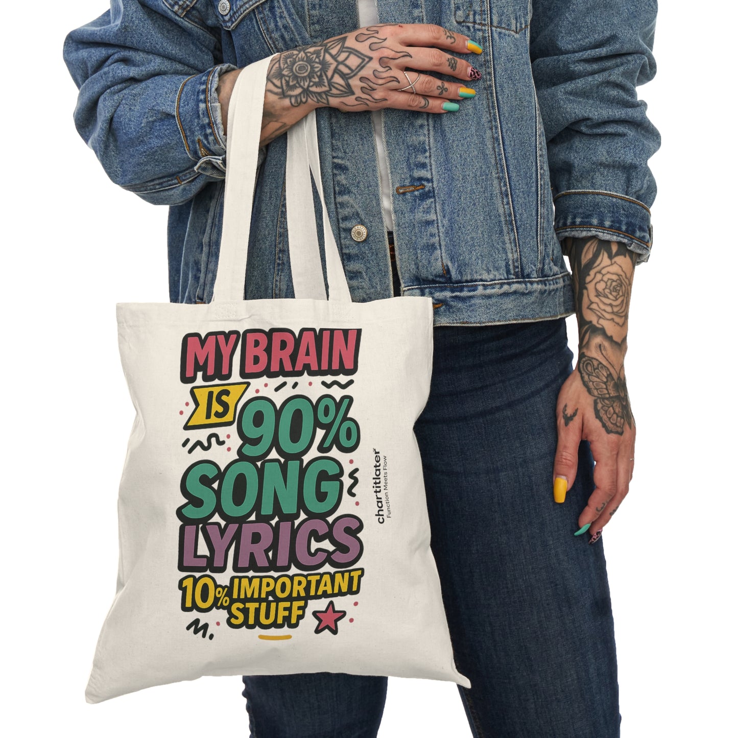 90% Song Lyrics” Tote – Chart It Later Vibes