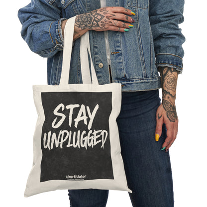 Stay Unplugged” Tote – Chart It Later | Grunge Revival Edition