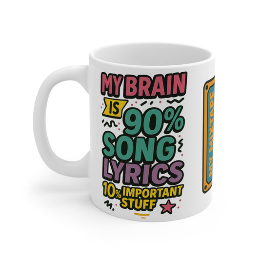 Colorful Song Lyric Ceramic Mug – Mixtape Vibes for Music Lovers & Sass Queens