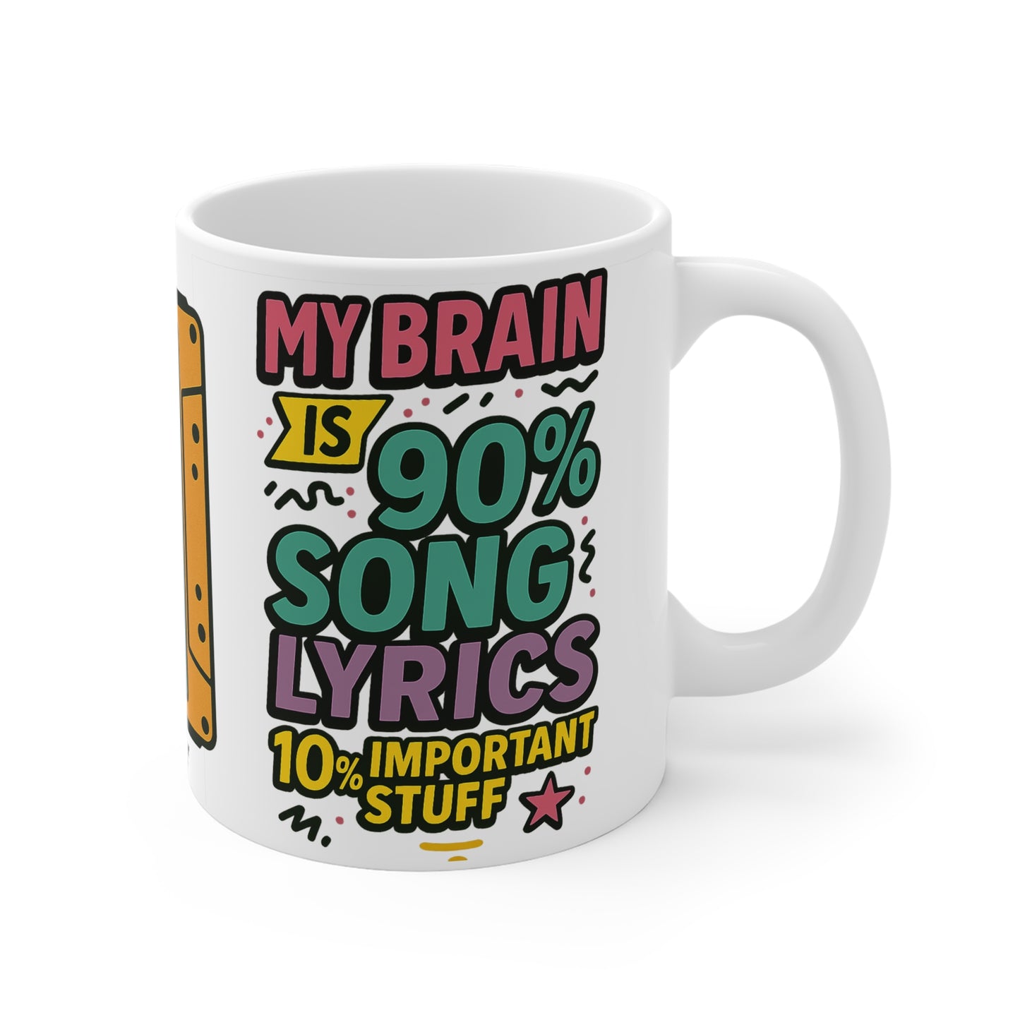 Colorful Song Lyric Ceramic Mug – Mixtape Vibes for Music Lovers & Sass Queens