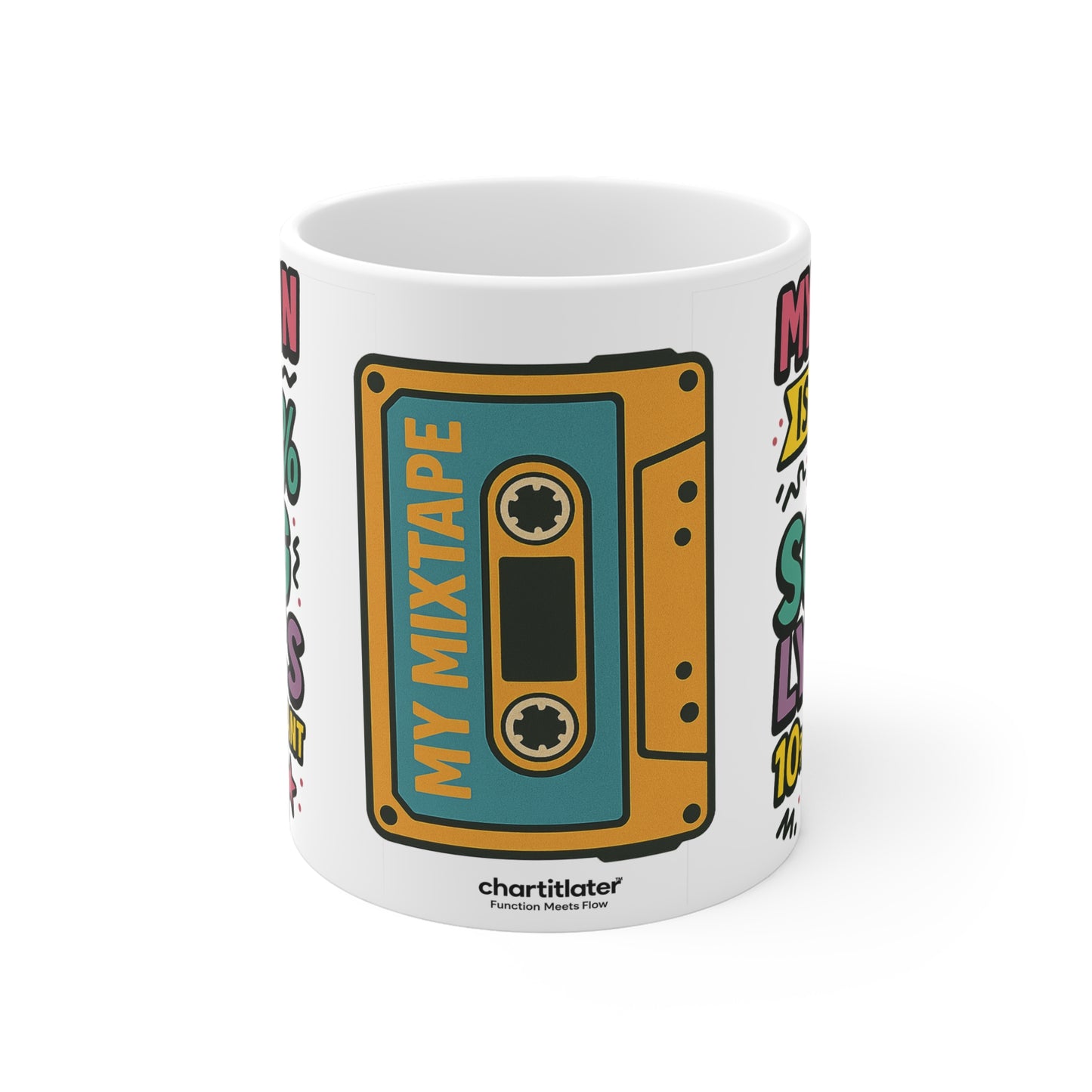 Colorful Song Lyric Ceramic Mug – Mixtape Vibes for Music Lovers & Sass Queens