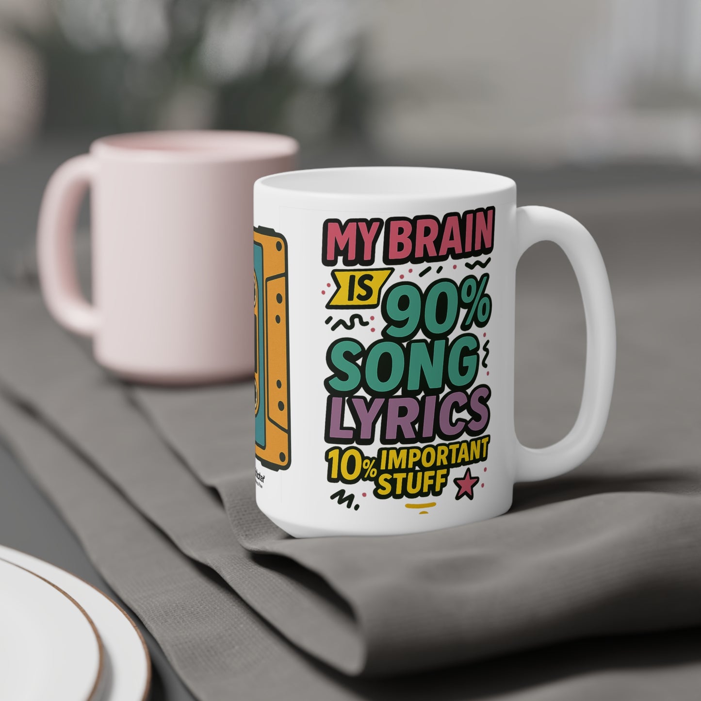 Colorful Song Lyric Ceramic Mug – Mixtape Vibes for Music Lovers & Sass Queens